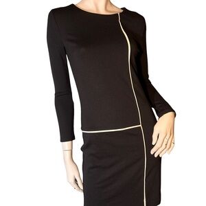 VENUS Women’s Sheath knee Length Black and White Long Sleeve Dress